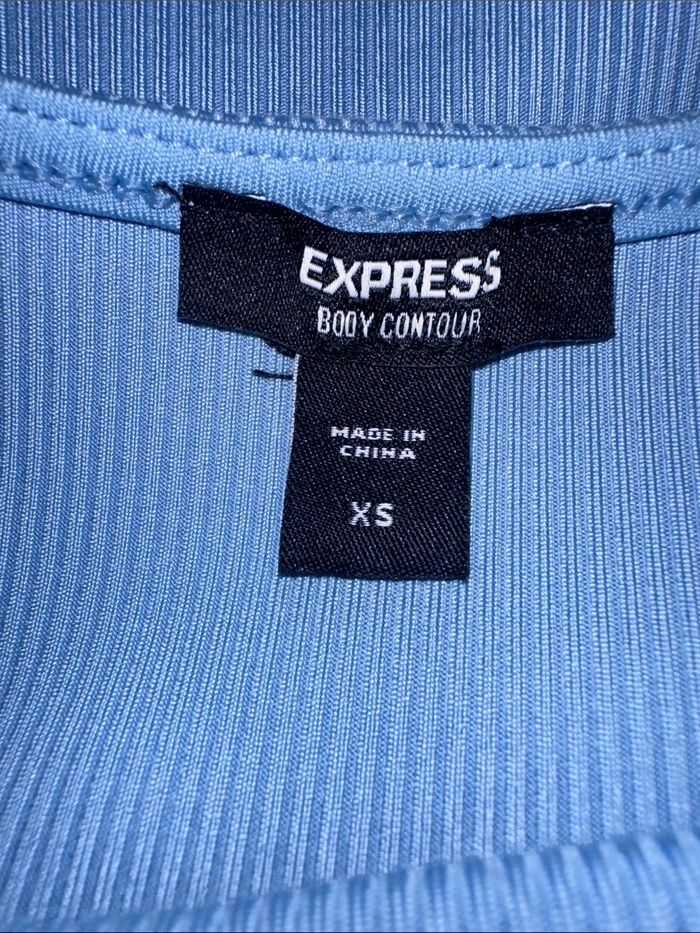 Express Light Blue Ribbed Crop Tank - Picture 3 of 3